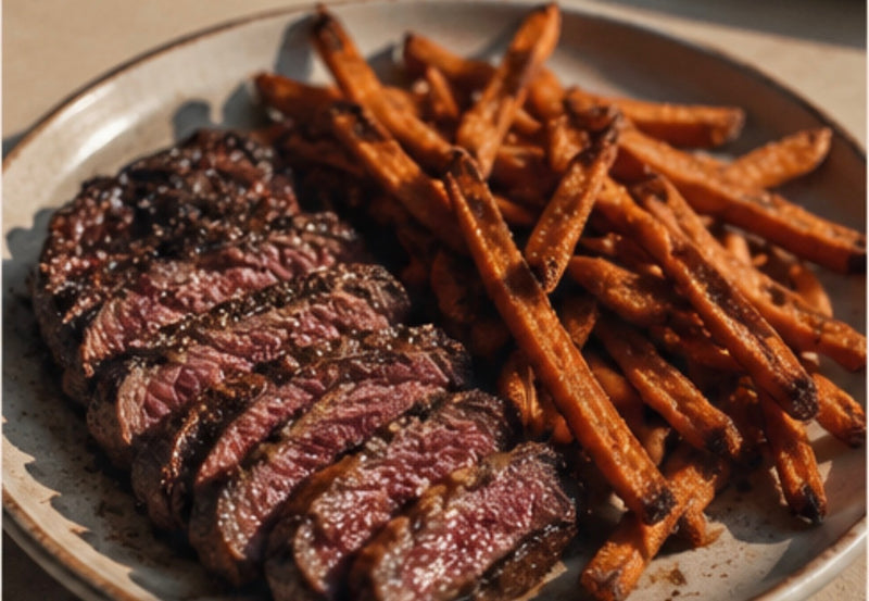 Steak + sweet potato fries.
